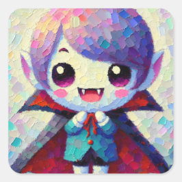 Adesivo Quadrado Menino Vampiro Kawaii Fofo