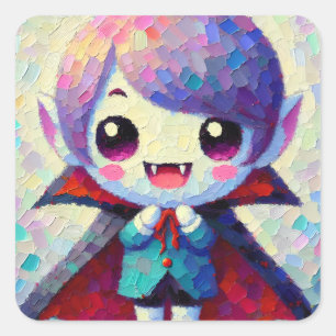 Adesivo Quadrado Menino Vampiro Kawaii Fofo