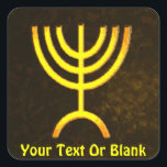Adesivo Quadrado Menorah Flame<br><div class="desc">Uma renderização digital da menorah judaica de sete ramificações (hebraico: מְ נ וֹ ה ‎). A menorah de sete ramificações, usada no santuário portátil montado por Moisés na selva e, mais tarde, no Templo em Jerusalém, tem sido símbolo do judaísmo desde a Antiguidade e é o emblema no casaco de...</div>