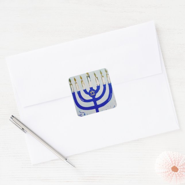 Adesivo Quadrado Menorah Square Stickers (Envelope)