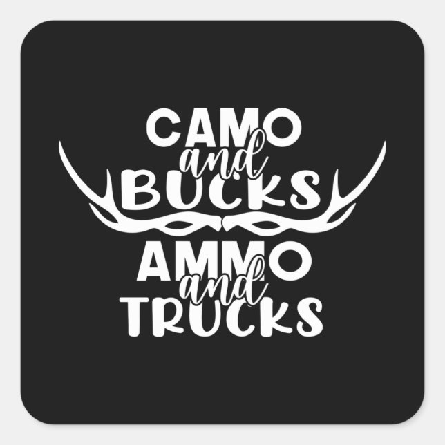 Adesivo Quadrado Mens Engraçados Caçando Camisas de Humor para Home (Frente)