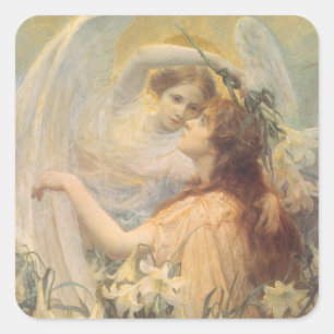 Adesivo Quadrado Mensagem de Angel de George Swather, Vintage Art