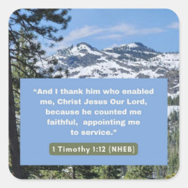 Adesivo Quadrado Mensagem de Fé - Bíblia Verse - 1 Timothy 1-12 -