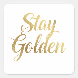 Adesivo Quadrado Mensagem de Motivação de Script Dourado Chic