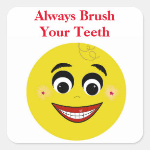 Adesivo Quadrado Mensagem dental da cara
