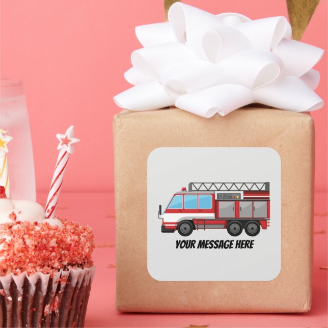 Adesivo Quadrado Mensagem para adicionar nome ao caminhão de bombei (Festa)