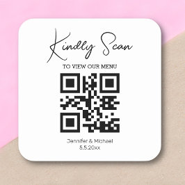 Adesivo Quadrado menu de casamento mínimo de código qr moderno