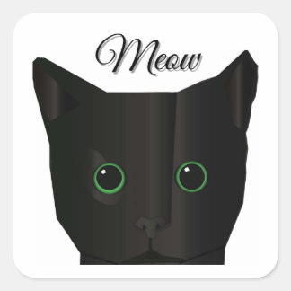 Adesivo Quadrado Meow Black Cat 