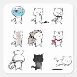 Adesivo Quadrado Meow Nine Lives