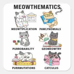 Adesivo Quadrado Meowtemática Piadas Matemáticas de Gatos para Aman