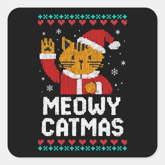 Adesivo Quadrado Meowy Catmas (Frente)