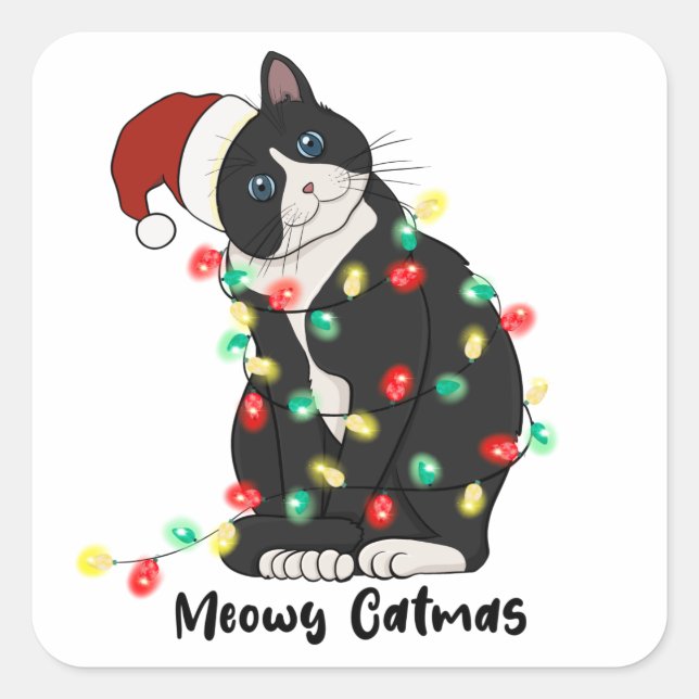 Adesivo Quadrado Meowy Catmas Sticker (Frente)