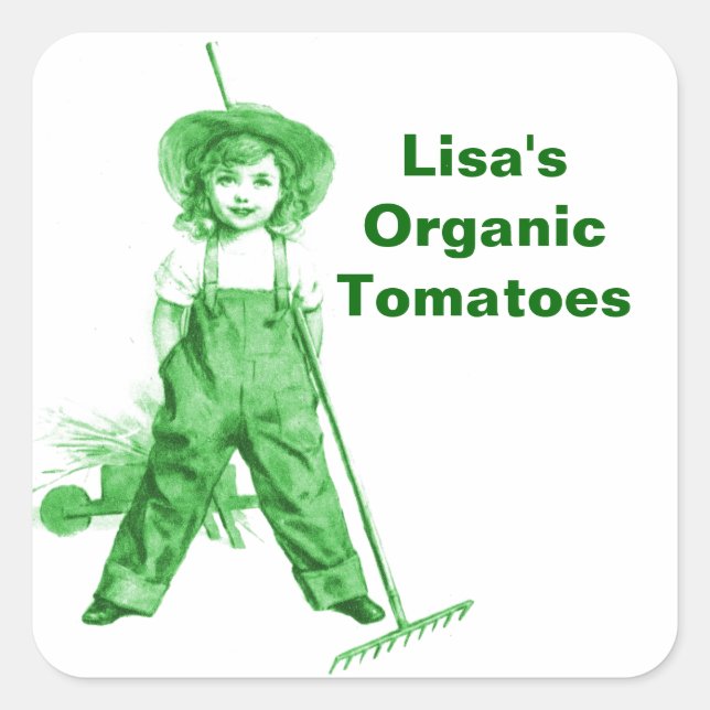 Adesivo Quadrado Mercado de Fazenda de Jardins Ecológicos Biológico (Frente)