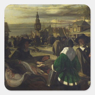 Adesivo Quadrado Mercado de Haia, c.1660