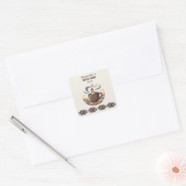 Adesivo Quadrado Mercadorias Personalizadas de Café Costeiro Vintag