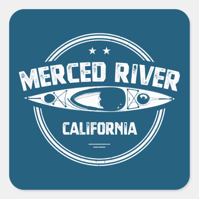 Adesivo Quadrado Merced River California Kayaking (Frente)