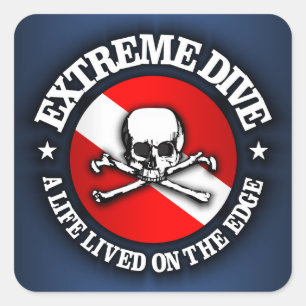 Adesivo Quadrado Mergulho extremo (crânio)