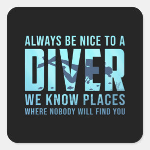 Adesivo Quadrado Mergulho Scuba Mergulho Mergulho Mergulho Engraça