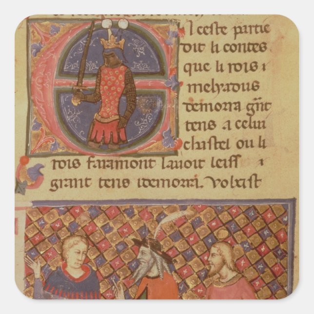 Adesivo Quadrado Merlin tutoring Arthur (Frente)