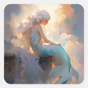 Adesivo Quadrado Mermaid Fantasy Art