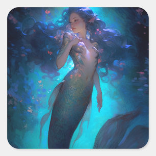 Adesivo Quadrado Mermaid Fantasy Art