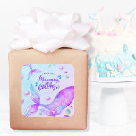 Adesivo Quadrado Mermazing Birthday Mermaid Tails Fun and Bright<br><div class="desc">Mermazing Birthday gift lables lettered with "wishing you a mermazing birthday" in cool mermaid typography. Fantasy mermaid design with mermaid tails,  splashes and ocean bubbles in watercolor shades of pink purple and turquoise blue. Funny mermaid pun perfect for decorating a girly girl's birthday gifts.</div>