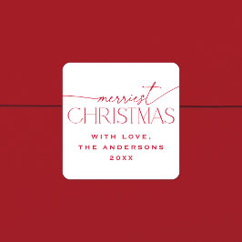 Adesivo Quadrado Merriest Christmas Elegant Holiday Gift Tag Favor