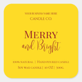 Adesivo Quadrado Merry & Bright Holiday | Editable Christmas Candle