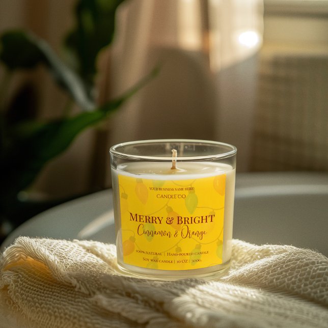 Adesivo Quadrado Merry & Bright Holiday | Editable Christmas Candle (Criador carregado)