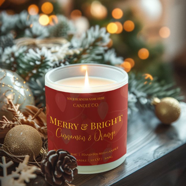 Adesivo Quadrado Merry & Bright Holiday | Editable Christmas Candle (Criador carregado)