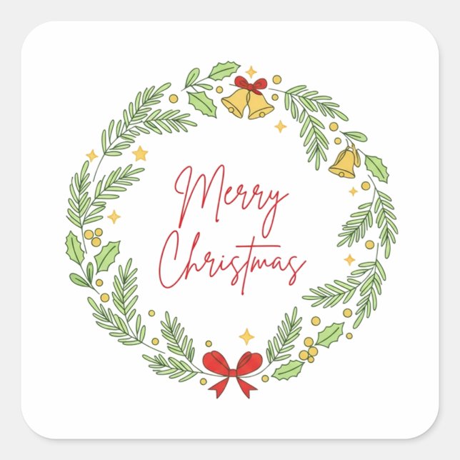 Adesivo Quadrado Merry Christmas (Frente)
