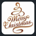 Adesivo Quadrado Merry Christmas - Christmas Tree<br><div class="desc">Abstract drawing of a Christmas tree with the wishes of a Merry Christmas</div>