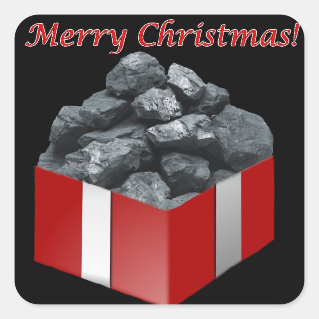 Adesivo Quadrado Merry Christmas Coal presente (Frente)