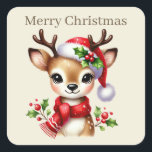 Adesivo Quadrado Merry Christmas rendeer adiciona texto<br><div class="desc">Merry Christmas rendeer adiciona texto Square Sticker</div>