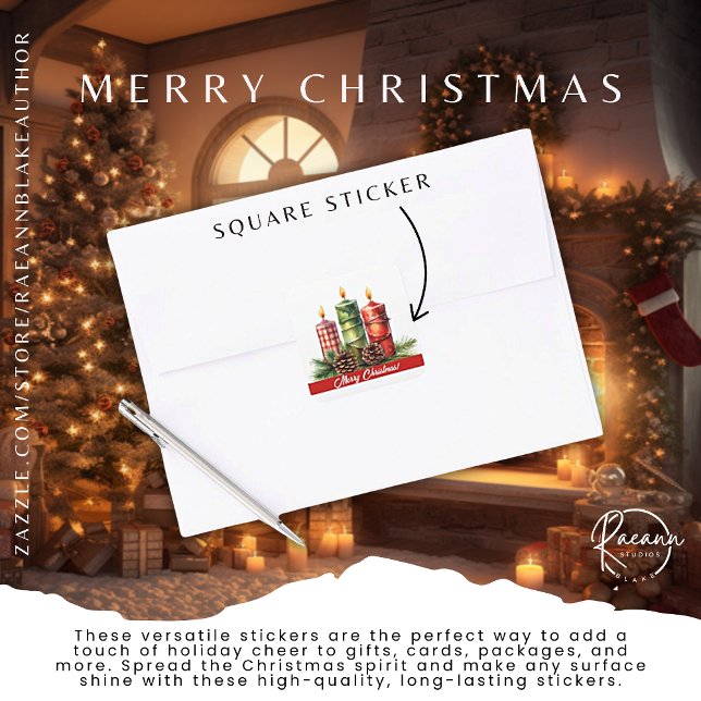 Adesivo Quadrado Merry Christmas Square Sticker (Criador carregado)
