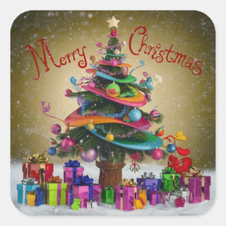 Adesivo Quadrado Merry Christmas Square Sticker
