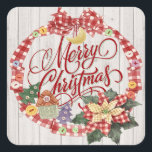 Adesivo Quadrado Merry Christmas Sticker<br><div class="desc">Perfeito para artigos feitos à mão - costura, tricô, artesanatos... . comidas ... .. para usar envelopes ... você o chama. O quadrado é realmente a melhor forma para eles. Por favor, veja minha costura e mão feita por coleção, Natal, coleção de cozinha, coleção de adesivos, e tudo! Aproveite e...</div>
