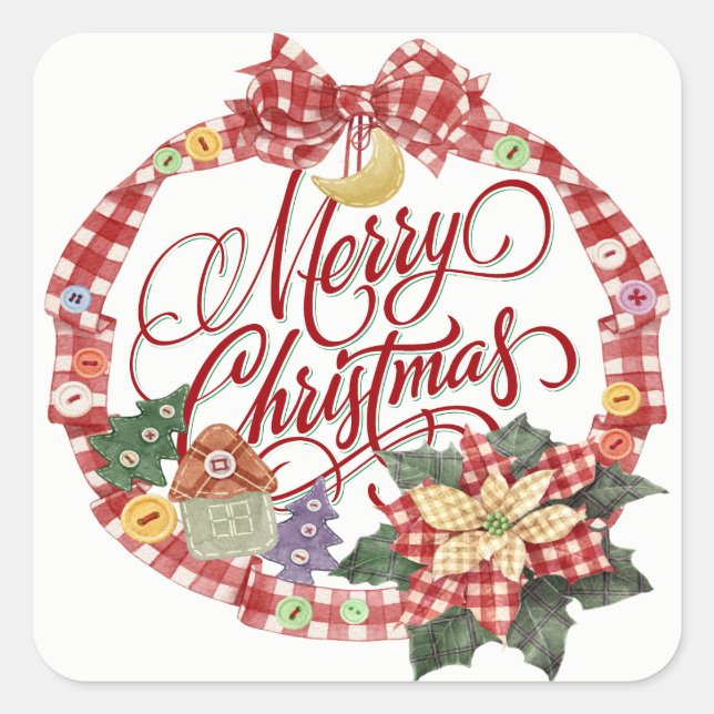 Adesivo Quadrado Merry Christmas Sticker (Frente)