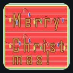 Adesivo Quadrado Merry Christmas Sticker<br><div class="desc">Esta é uma maneira divertida de enviar uma saudação,  embrulhar um presente ou criar um projeto divertido para os feriados.</div>