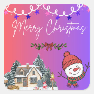 Adesivo Quadrado Merry Christmas Vibrant Sticker