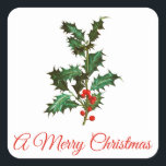 ADESIVO QUADRADO MERRY CHRISTMAS VINTAGE HOLLY ENVELOPE SEAL<br><div class="desc">MERRY CHRISTMAS VINTAGE HOLLY ENVELOPE SEAL STICKER</div>