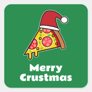 Adesivo Quadrado Merry Crustmas FATIA DE PIZZA ENGRAÇADA PAI NATAL