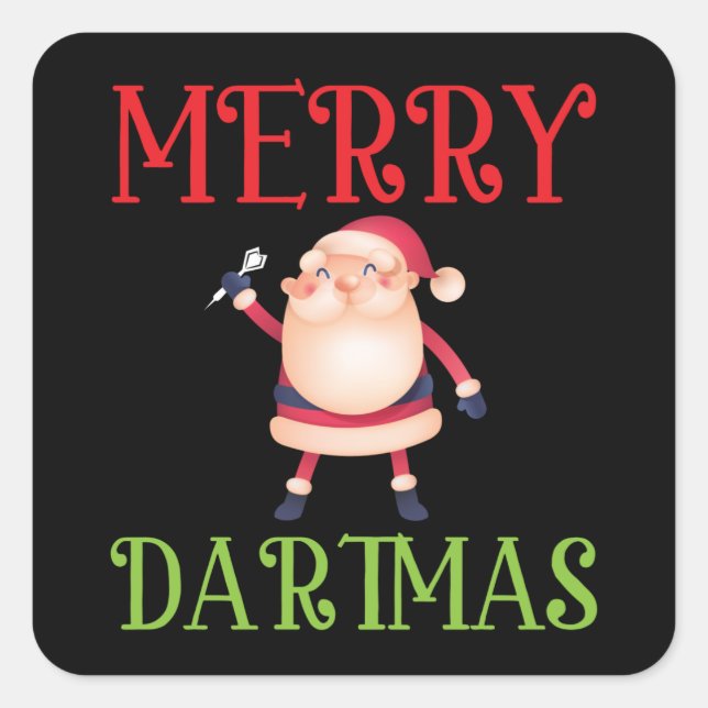 Adesivo Quadrado Merry Dartmas - Merry Christmas Dart (Frente)