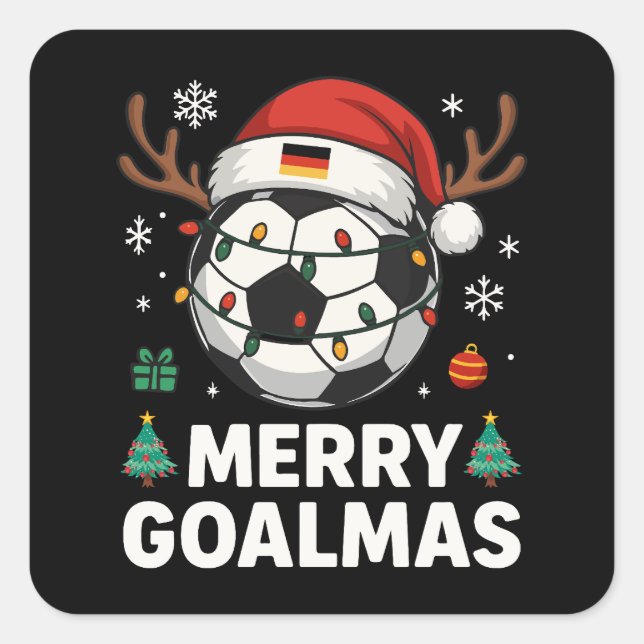 Adesivo Quadrado Merry Goalmas - Funny Soccer Christmas (Frente)