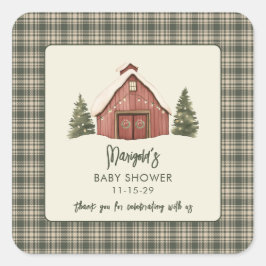 Adesivo Quadrado Merry Little Christmas Rustic Baby Shower 