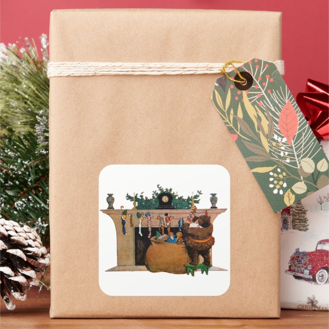 Adesivo Quadrado Merry Old Christmas Elf, Jessie Willcox Smith (Feriado)