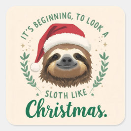 Adesivo Quadrado Merry Slothmas, Stickers