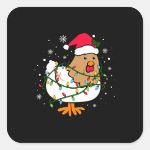 Adesivo Quadrado Merry Xmas Chicken