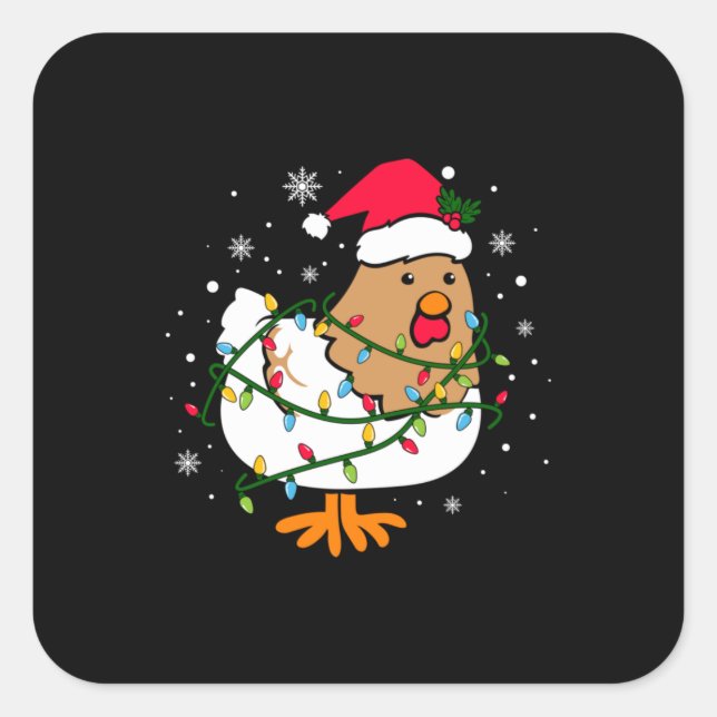Adesivo Quadrado Merry Xmas Chicken (Frente)