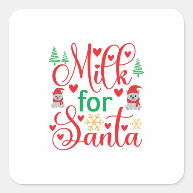 Adesivo Quadrado Merry Xmas Milk For Santa (Frente)